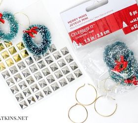 diy wreath wine glass charms, christmas decorations, crafts, seasonal holiday decor