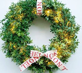 diy faux christmas boxwood wreath that lights up, christmas decorations, crafts, seasonal holiday decor, wreaths