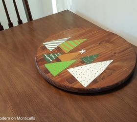 lazy susan painted christmas tree design, christmas decorations, crafts, seasonal holiday decor