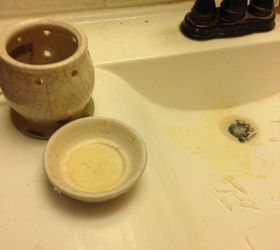 removing wax spill from inside the sink basin, bathroom ideas, cleaning tips