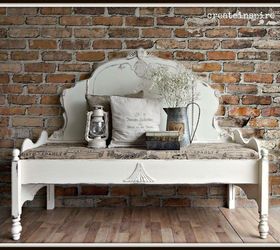 headboard to bench, outdoor furniture, painted furniture, repurposing upcycling