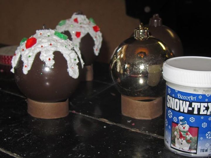 She pokes her ornaments through a piece of cardboard—look at her Chocolate Candy ornaments | Hometalk