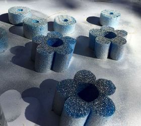 holiday pool noodle lights, crafts, ponds water features, repurposing upcycling