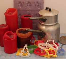 repurpose old candles into christmas ornaments, christmas decorations, repurposing upcycling, seasonal holiday decor
