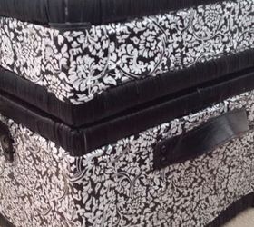 use contact paper and mod podge on wicker, decoupage, how to, painted furniture, Black trim for contrast