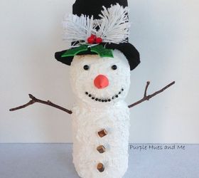 recycled juice bottle snowmen, crafts, how to, repurposing upcycling, seasonal holiday decor