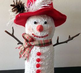 recycled juice bottle snowmen, crafts, how to, repurposing upcycling, seasonal holiday decor