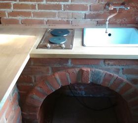 small brick kitchen for traditional croatian house, diy, home improvement, kitchen design
