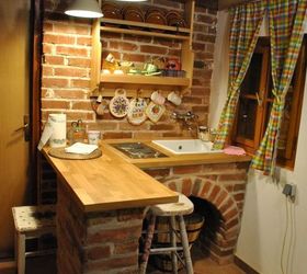 small brick kitchen for traditional croatian house, diy, home improvement, kitchen design