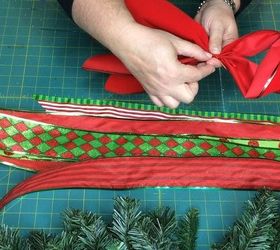 scraps of ribbon create bow christmas decor, christmas decorations, crafts, how to, seasonal holiday decor