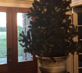 dingy white tree tree spray painted black, christmas decorations, seasonal holiday decor