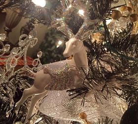dingy white tree tree spray painted black, christmas decorations, seasonal holiday decor