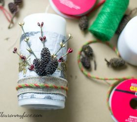 festive christmas candles, christmas decorations, crafts, seasonal holiday decor
