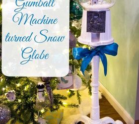 gumball machine turned snow globe repurpose holiday, christmas decorations, repurposing upcycling, seasonal holiday decor