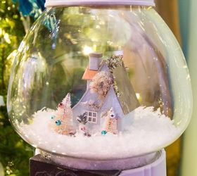 gumball machine turned snow globe repurpose holiday, christmas decorations, repurposing upcycling, seasonal holiday decor