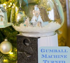 gumball machine turned snow globe repurpose holiday, christmas decorations, repurposing upcycling, seasonal holiday decor