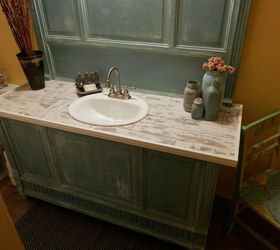 door repurposed into bathroom vanity, bathroom ideas, painted furniture, repurposing upcycling
