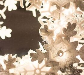 glowing snowflake wreath, christmas decorations, crafts, seasonal holiday decor, wreaths