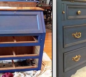 diy secretary makeover with napoleonic blue chalk paint glaze, chalk paint, decoupage, painted furniture, Napoleonic Blue L Napoleonic Blue Glaze R