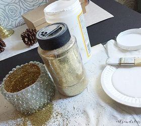 repurpose creamer bottle into glitter candle holder for holiday, christmas decorations, crafts, how to, repurposing upcycling, seasonal holiday decor