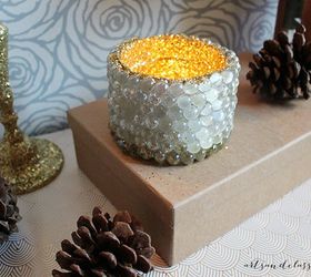 repurpose creamer bottle into glitter candle holder for holiday, christmas decorations, crafts, how to, repurposing upcycling, seasonal holiday decor