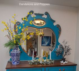painted teal blue mirror furniture dresser, painted furniture