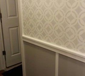 painting stencilling boring white hallway makeover, foyer, painting