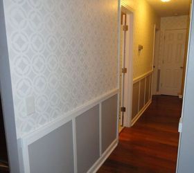 painting stencilling boring white hallway makeover, foyer, painting