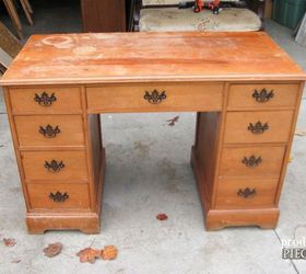 worn out vintage desk gets makeover by teenage boy, painted furniture