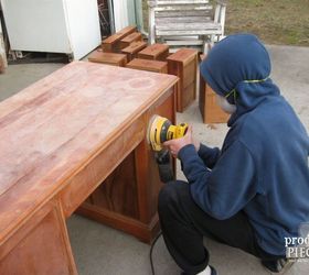 worn out vintage desk gets makeover by teenage boy, painted furniture