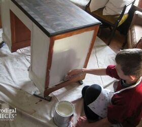 worn out vintage desk gets makeover by teenage boy, painted furniture