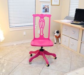 sassy hot pink office chair makeover, painted furniture