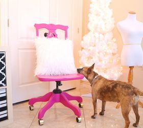 sassy hot pink office chair makeover, painted furniture