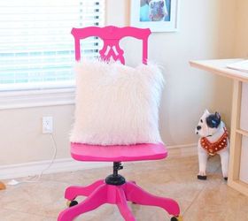 sassy hot pink office chair makeover, painted furniture