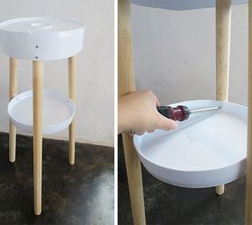 side table made with paint buckets, painted furniture, repurposing upcycling