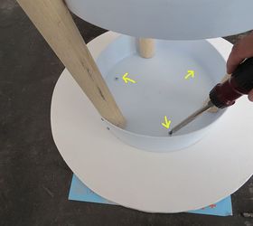 side table made with paint buckets, painted furniture, repurposing upcycling