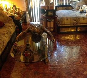 my burgundy brown paper bag floor, diy, flooring, repurposing upcycling