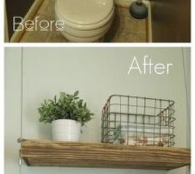 industrial bathroom makeover, bathroom ideas, shelving ideas, wall decor, woodworking projects