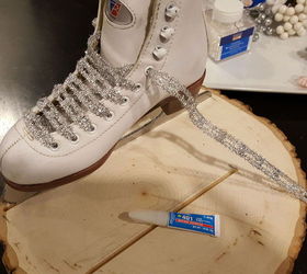 ice skate winter centerpiece, crafts, repurposing upcycling, seasonal holiday decor