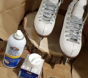 ice skate winter centerpiece, crafts, repurposing upcycling, seasonal holiday decor