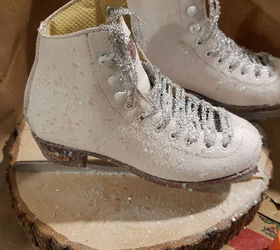 ice skate winter centerpiece, crafts, repurposing upcycling, seasonal holiday decor