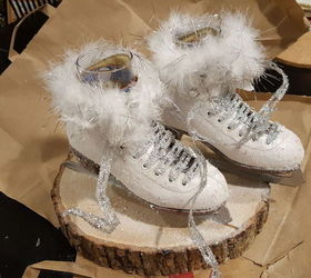 ice skate winter centerpiece, crafts, repurposing upcycling, seasonal holiday decor