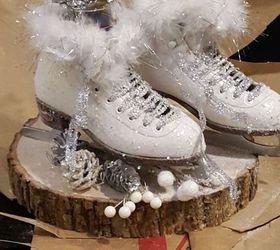ice skate winter centerpiece, crafts, repurposing upcycling, seasonal holiday decor