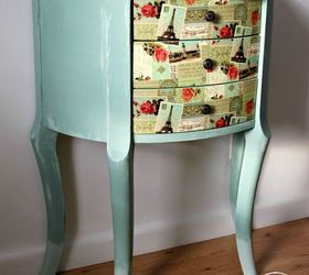 pair of two half moon nightstands got second chance, chalk paint, decoupage, painted furniture
