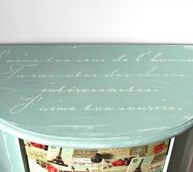 pair of two half moon nightstands got second chance, chalk paint, decoupage, painted furniture