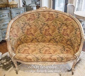 easy upholstery a french settee and grain sack scraps, chalk paint, painted furniture, reupholster