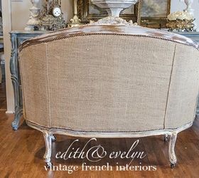easy upholstery a french settee and grain sack scraps, chalk paint, painted furniture, reupholster