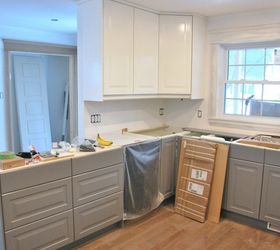 a gray and white ikea kitchen makeover, home improvement, kitchen design, painting