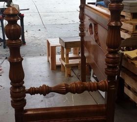 waterfall headboard and footboard repurposed into a bench, painted furniture, shabby chic