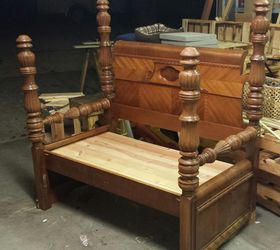 waterfall headboard and footboard repurposed into a bench, painted furniture, shabby chic